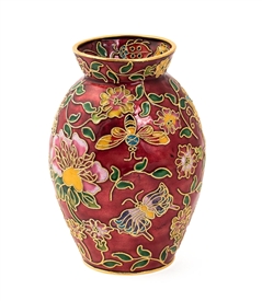 Cloisonne  Butterfly and Bumble Bee Flower Vase