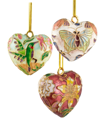 Cloisonnel Florals Heart Ornament