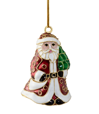Cloisonne Santa Bell Ornament