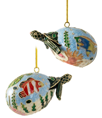 Cloisonne Baby Sea Turtle  Ornament
