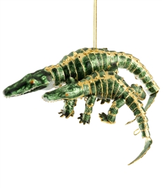 Cloisonne Articulate Family Alligator Ornament