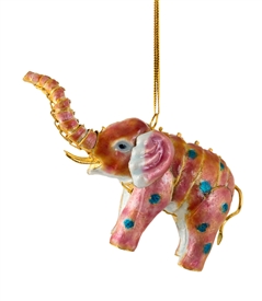 Cloisonne Articulate Pink Elephant Ornament