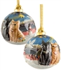 Hand sculptured and Painted Christmas Cat Porcelain Ornament