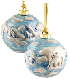 Hand sculptured and Painted Family Polar Bear Porcelain Ornament
