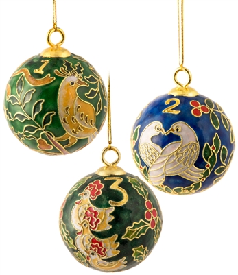 Cloisonne 12 Days of Christmas Ball Ornament