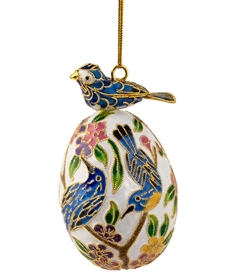 Cloisonne Bird On Egg Ornament