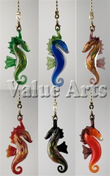 Murano Stayle Glass Seahorse Fanpull