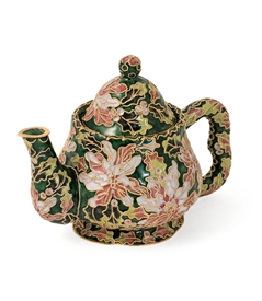 Cloisonne Poinsettia Teapot