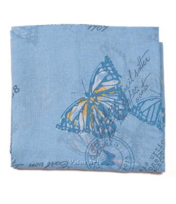 Printed Butterfly Scarf Blue