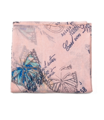 Printed Butterfly Scarf Pink