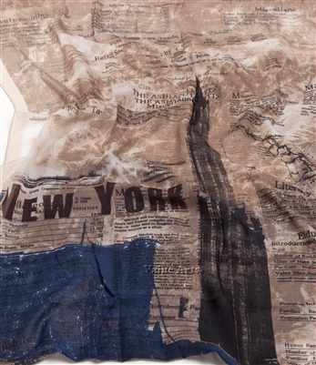 Vintage New York Printed Scarf Beige