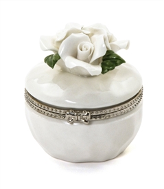 Porcelain Rose Hinged Trinket Box