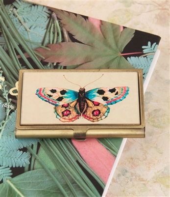 blue butterfly card case