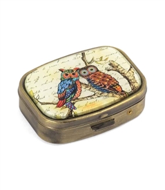 A Pair of owl Pill Box
