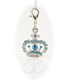 Silver Tone Plate  Jeweled Crown Charm