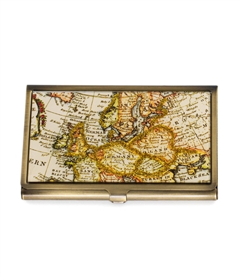 Vintage World Map Card Case