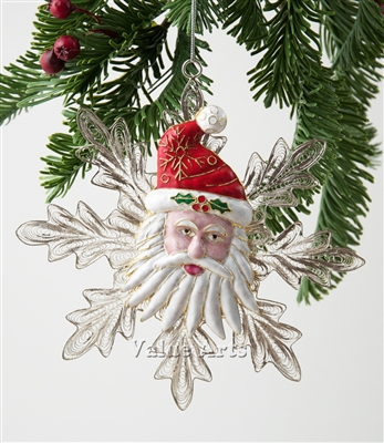 Santa With Filigree Snow Flake Ornament