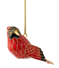 Cloisonne Red Cardinal Ornament