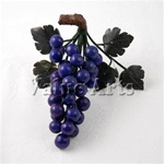 Hand Carved Lapis Grape with Jade Leaves