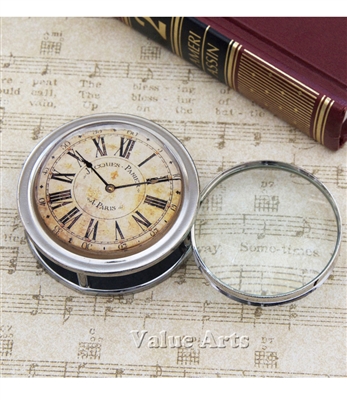 Vintage Clock Folding Magnifier/Paper Weight