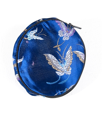 Silk Round Pouch With Zipper/Butterfly
