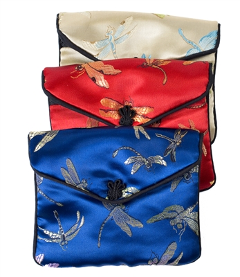 Large Dragonfly Silk Pouch /Zipper