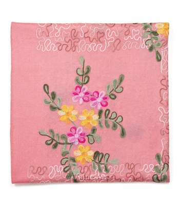 Pashmina Floral Embroidered Scarf in Pink