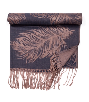 Paisley and Feather Fringed Edge Scarf