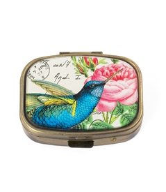 blue hummingbird pill box