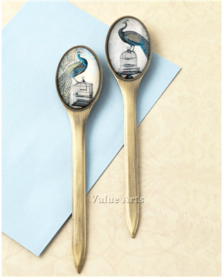 blue peacock letter opener