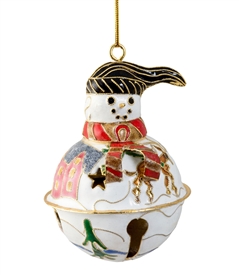 snowman sleigh bell ornament