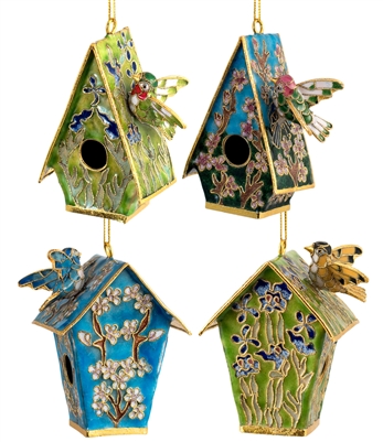 Cloisonne Bird House Ornament