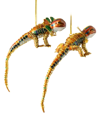 Cloisonne Articulate iguana Ornament