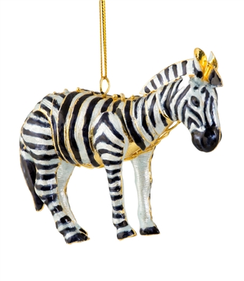 Cloisonne Articulated Zebra Ornament