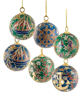 Cloisonne Nautical Ball Ornament