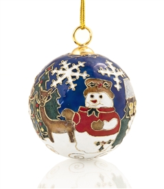 Cloisonne Snowman Ball Ornament