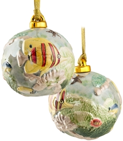 Hand Sculptured and Painted Fish Porcelain Ball