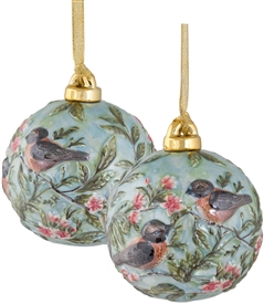 Hand sculptured and Painted Red Robin Porcelain Ornament