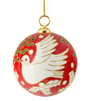Cloisonne Peace Dove Ball Ornament