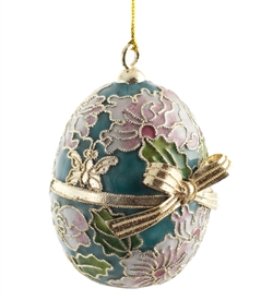 Cloisonne Egg With Butterfly Bow Ornament