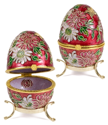 Cloisonne Egg Box With Gold Stand