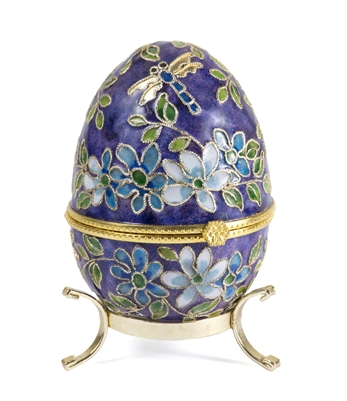 Cloisonne Egg Box With Gold Stand