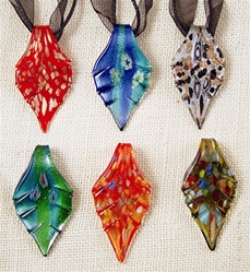 Murano Stayle Glass Necklace With Cord