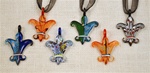 Murano Stayle Glass Fleur de lis Necklace With Cord