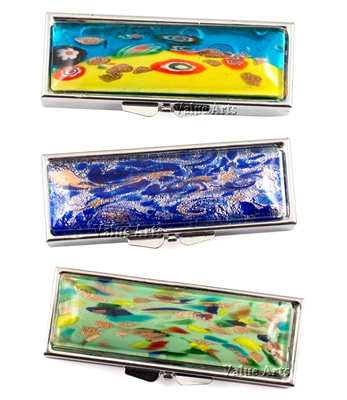Murano Stayle Glass Top Pill box