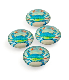 Blue Crab Crystal Glass Magnet