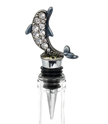 Jeweled Enamel Dolphin Bottle Stopper