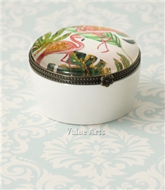 Flamingo  Box with Gold Sparkling Metallic