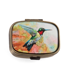Hummingbird Vintage Looking Pill Box