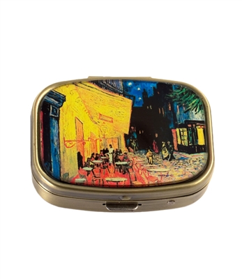 Cafe Terrace At Night Vintage Pill Box